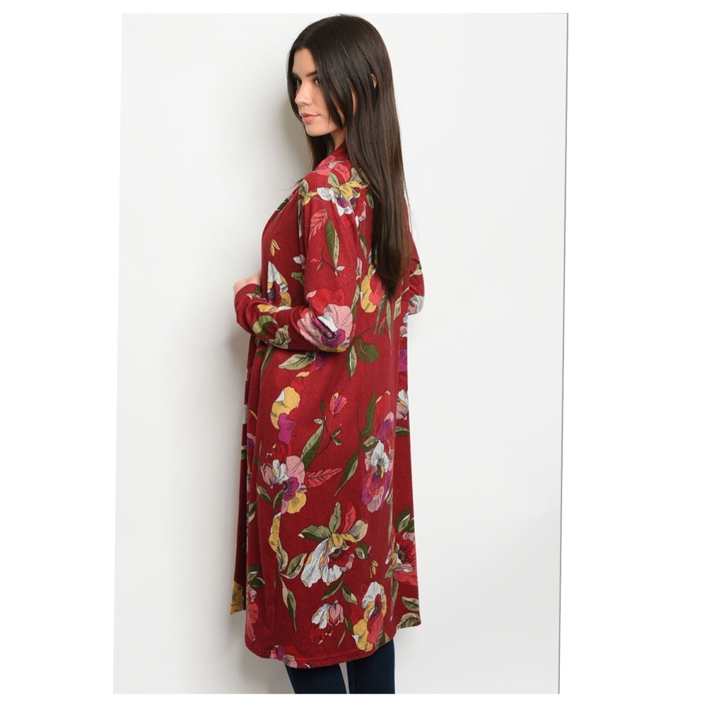 2 left❤️2 for $40❤️floral burgundy duster - Picture 3 of 5